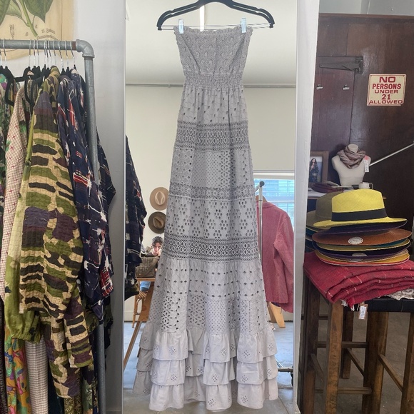 Temptation Positano Adige Strapless Maxi Dress in Pearl Grey - Picture 1 of 2